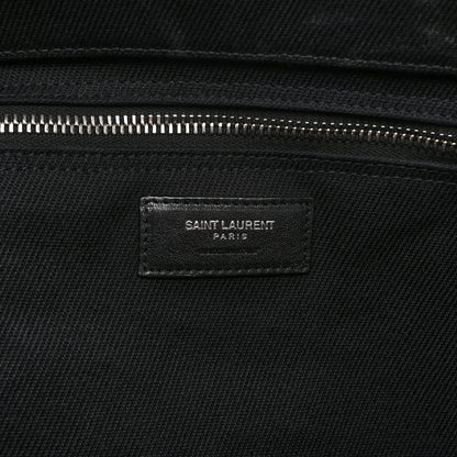 Saint Laurent Linen Calfskin Rive Gauche Tote Black 6 of 10