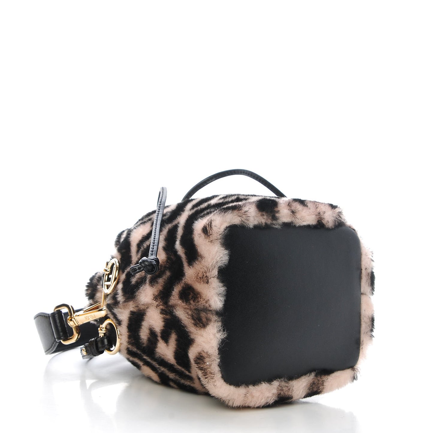 Shearling F is Macro FF 1974 Diagonal Mini Mon Tresor Bucket Bag Light Rose Black