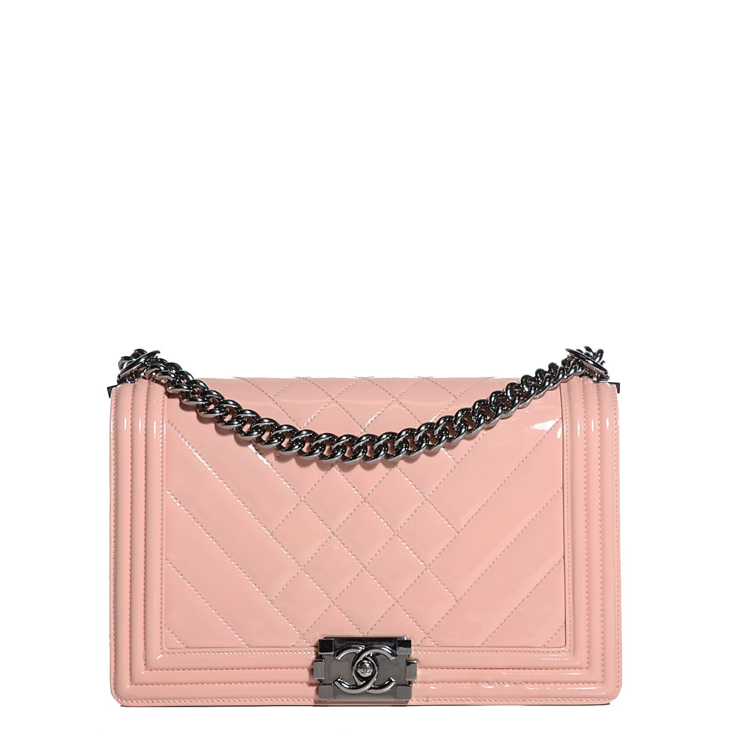 Chanel Patent Chevron New Medium Boy Flap Light Pink 1 of 11