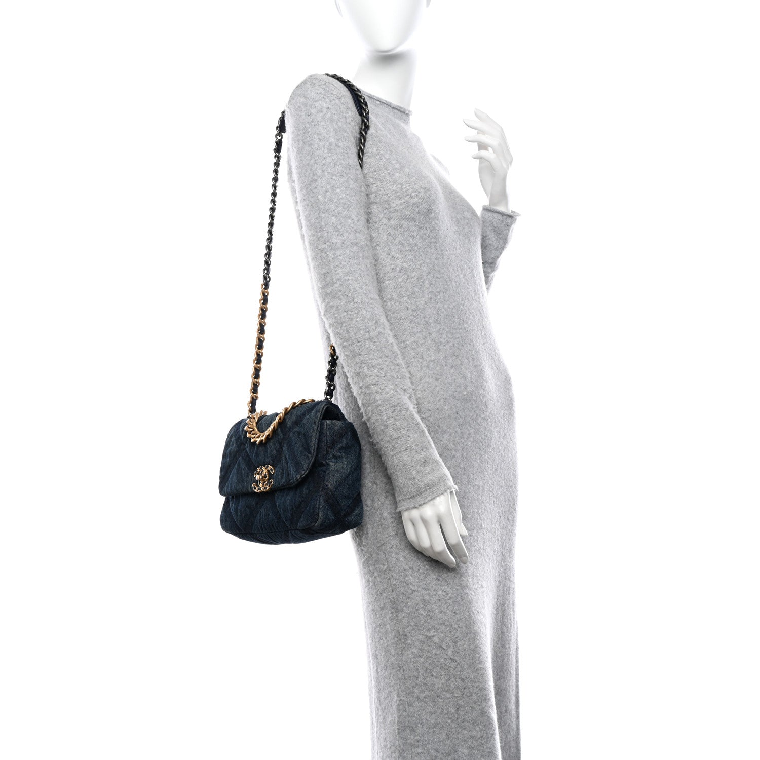 Chanel Denim Quilted Medium Chanel 19 Flap Blue 2 of 11