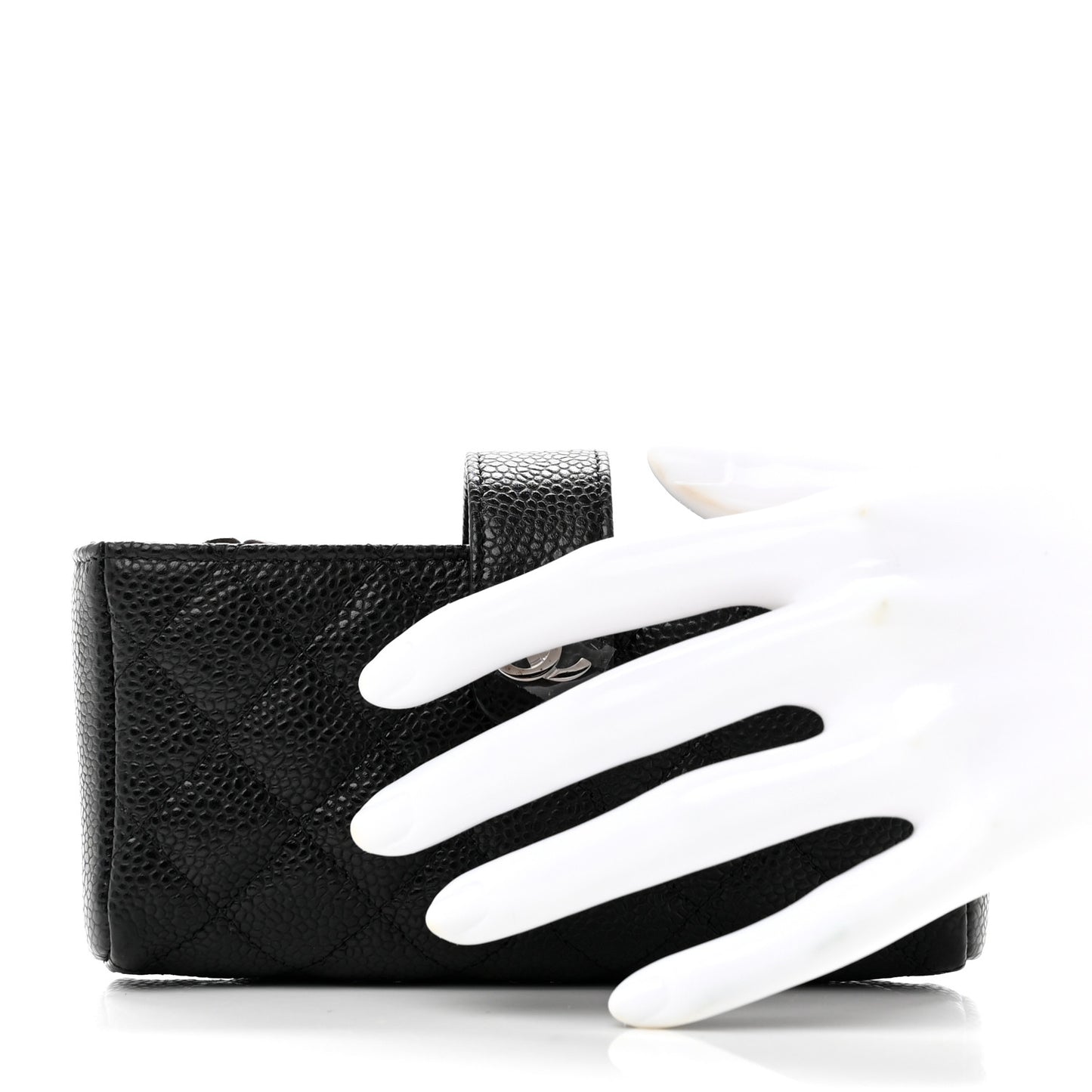 Caviar Quilted Mini Phone Holder Clutch Black