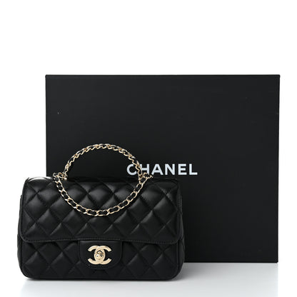 Chanel Lambskin Quilted Mini Crystal Top Handle Rectangular Flap Black 12 of 12