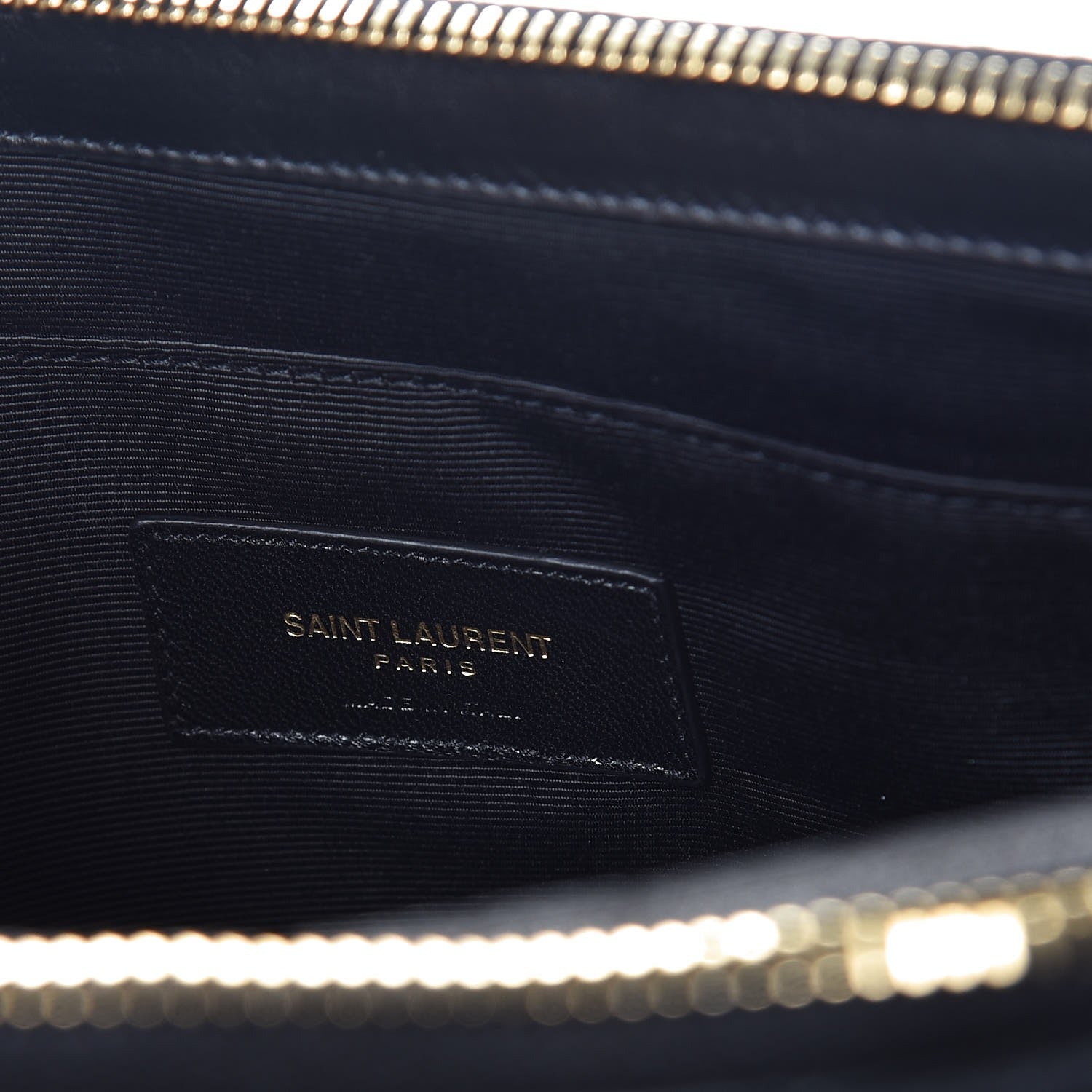 Saint Laurent Calfskin Matelasse Chevron Monogram Zip A4 Pouch Black 6 of 8