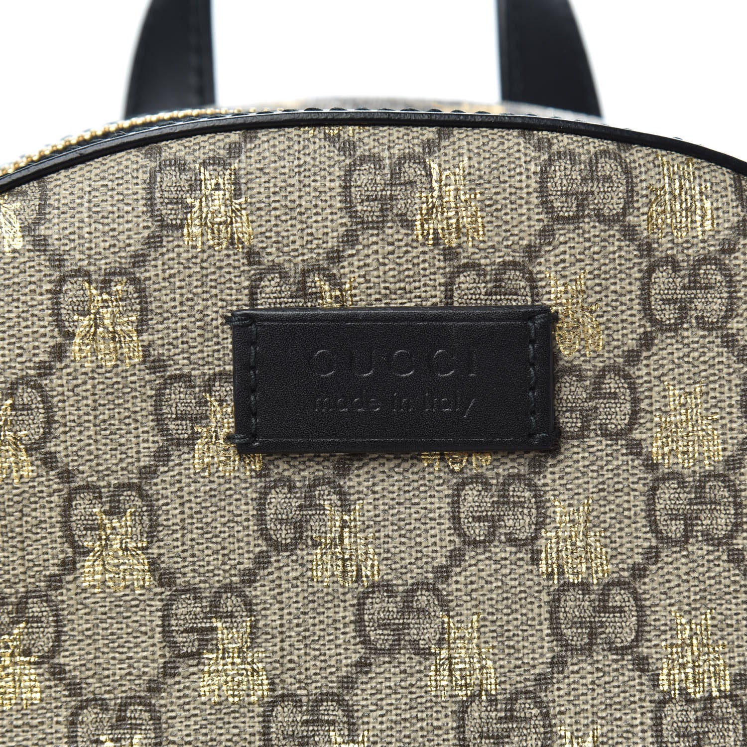 Gucci GG Supreme Monogram Bees Print Small Day Backpack Beige Oro Black 9 of 9