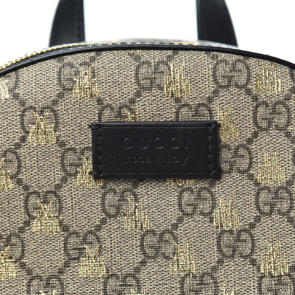 Gucci GG Supreme Monogram Bees Print Small Day Backpack Beige Oro Black 9 of 9