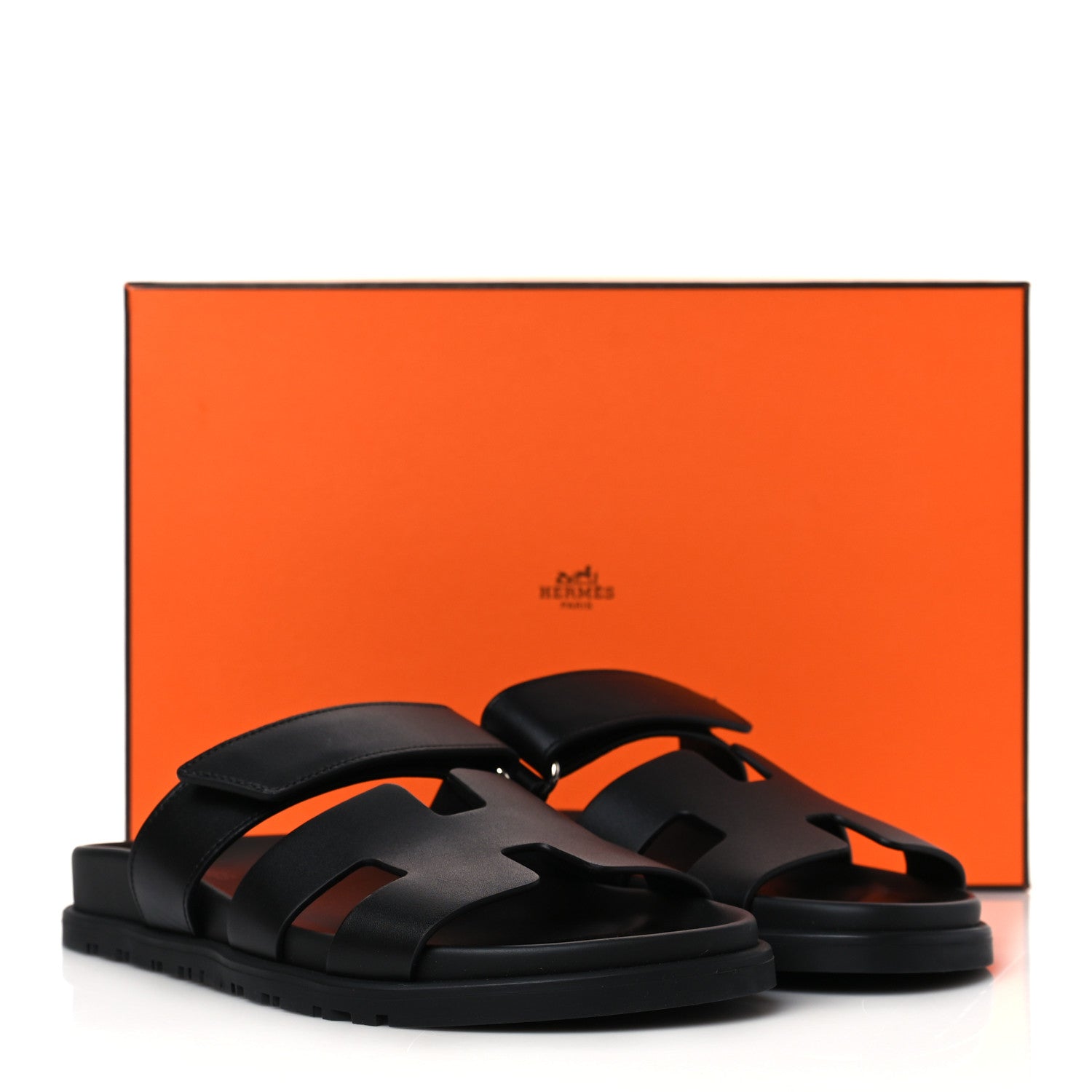 Hermes Calfskin Womens Chypre Sandals 37 Black 9 of 9