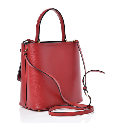 Prada Saffiano Cuir Medium Panier Bucket Bag Fuoco Black 2 of 9