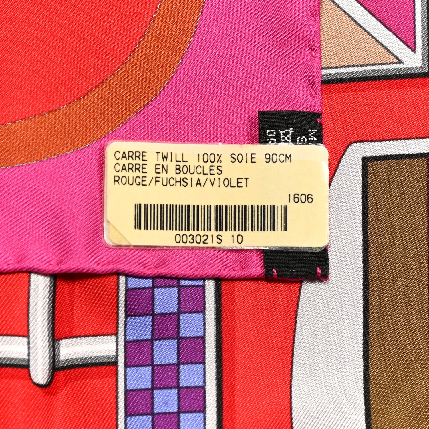 Hermes Silk Carre En Boucles Scarf 90 Rouge Fuchsia Violet 3 of 5