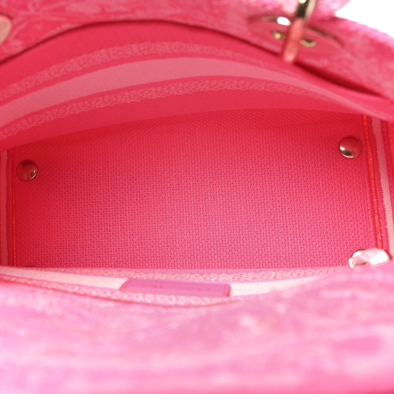 Christian Dior Canvas Toile De Jouy Reverse Embroidered Medium Lady D-Lite Fluorescent Pink 5 of 9