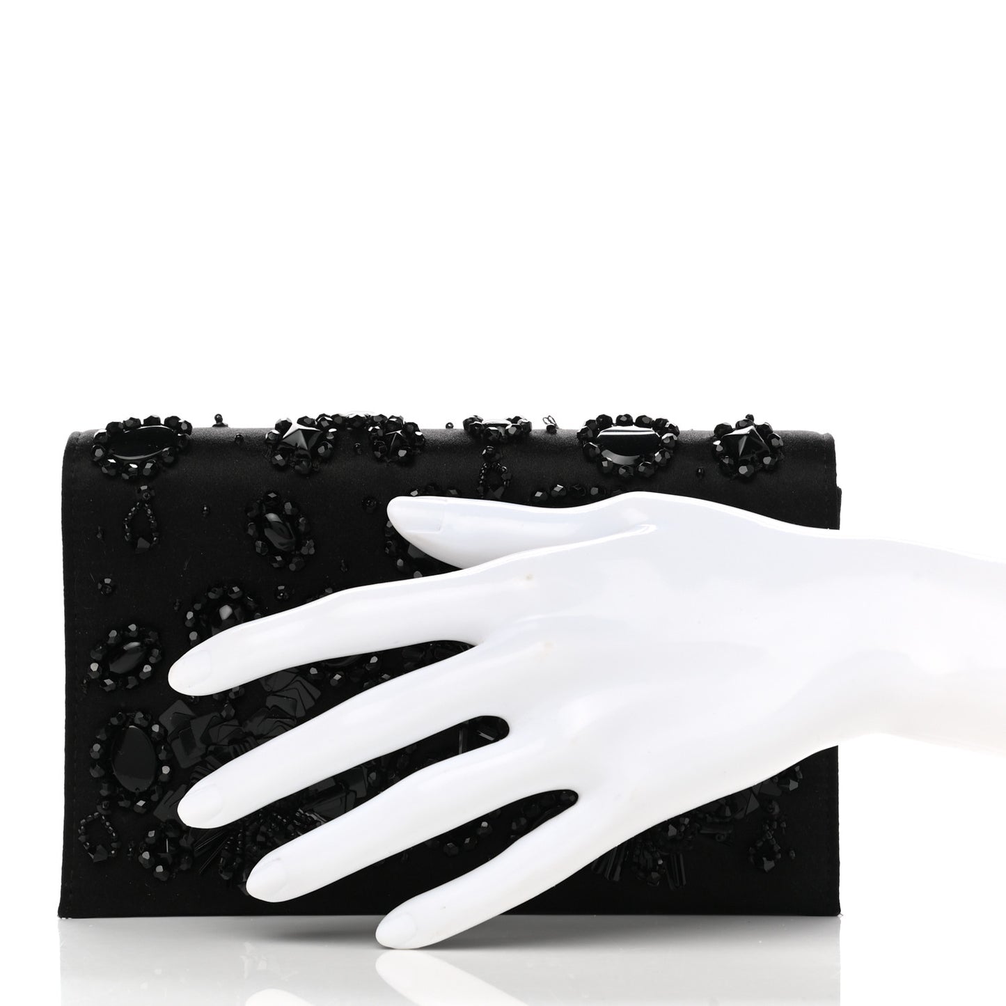 Satin Crystal Clutch Black