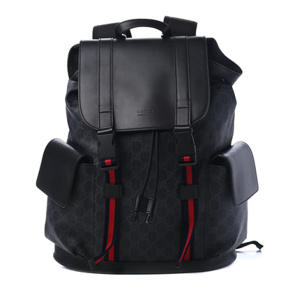Gucci Soft GG Supreme Monogram Appia Calfskin Web Double Buckle Backpack Black 1 of 4