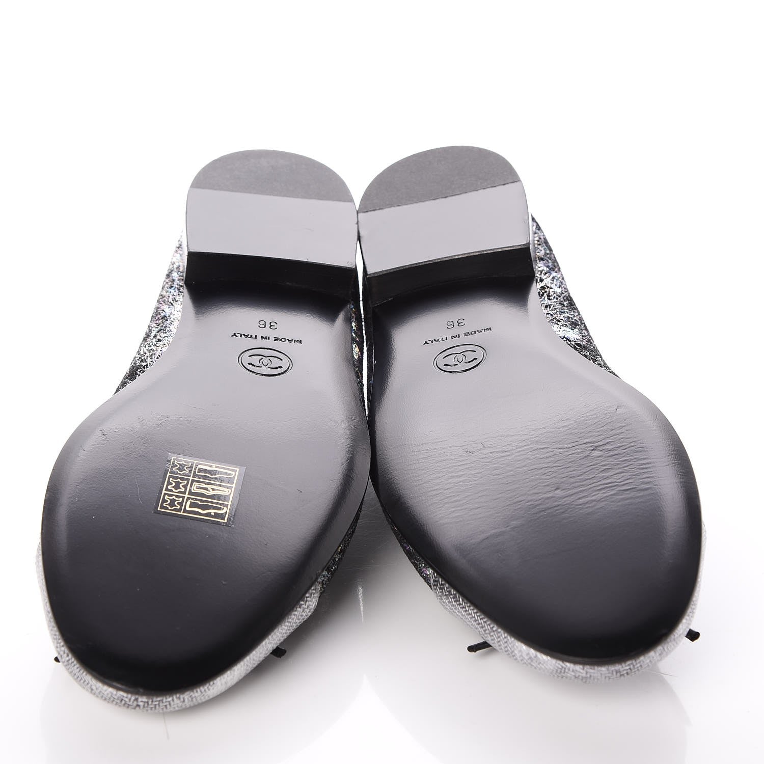 Chanel Metallic Calfskin Hologram Cap Toe Ballerina Flats 36 Silver 5 of 8