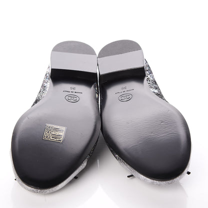 Chanel Metallic Calfskin Hologram Cap Toe Ballerina Flats 36 Silver 5 of 8
