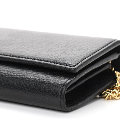 Gucci Calfskin Petite GG Marmont Wallet Chain Bag Black 10 of 12