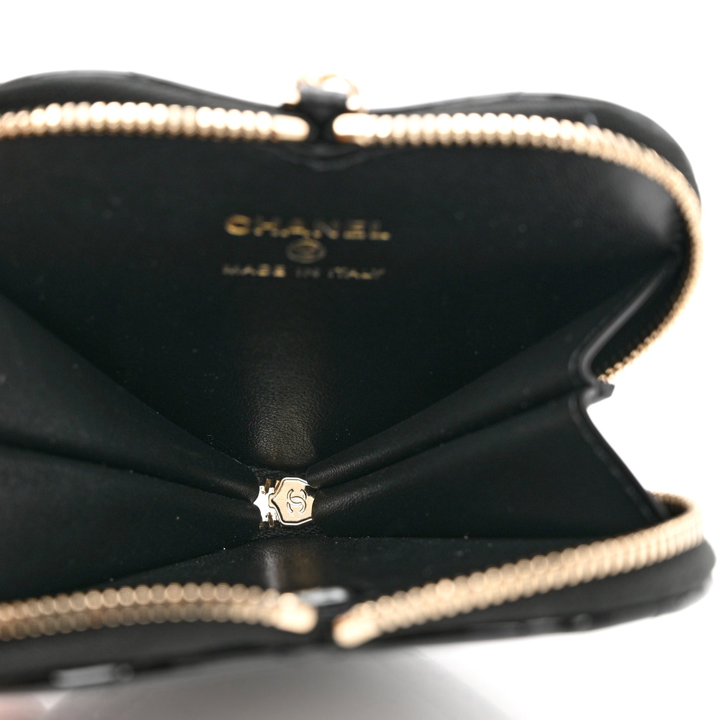 Patent Quilted Heart Zipped Coin Purse Black