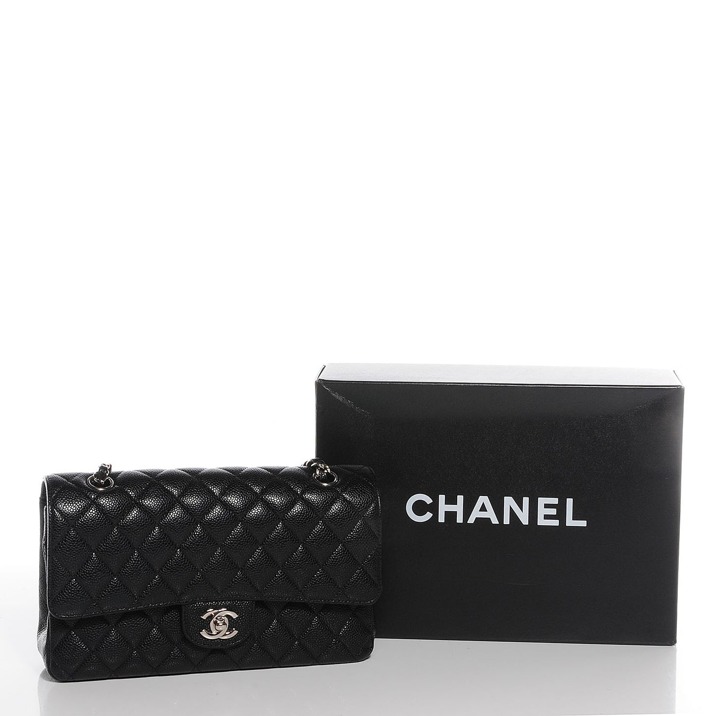 Caviar Quilted Medium Double Flap Black