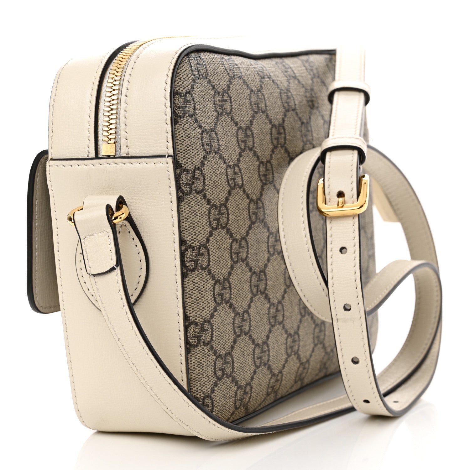 Gucci GG Supreme Monogram Small Horsebit 1955 Shoulder Bag Beige Mystic White 3 of 14