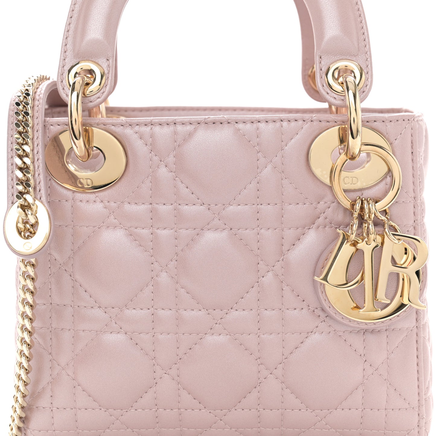 Metallic Lambskin Cannage Mini Lady Dior Lotus