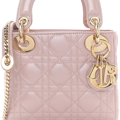 Christian Dior Metallic Lambskin Cannage Mini Lady Dior Lotus 8 of 11