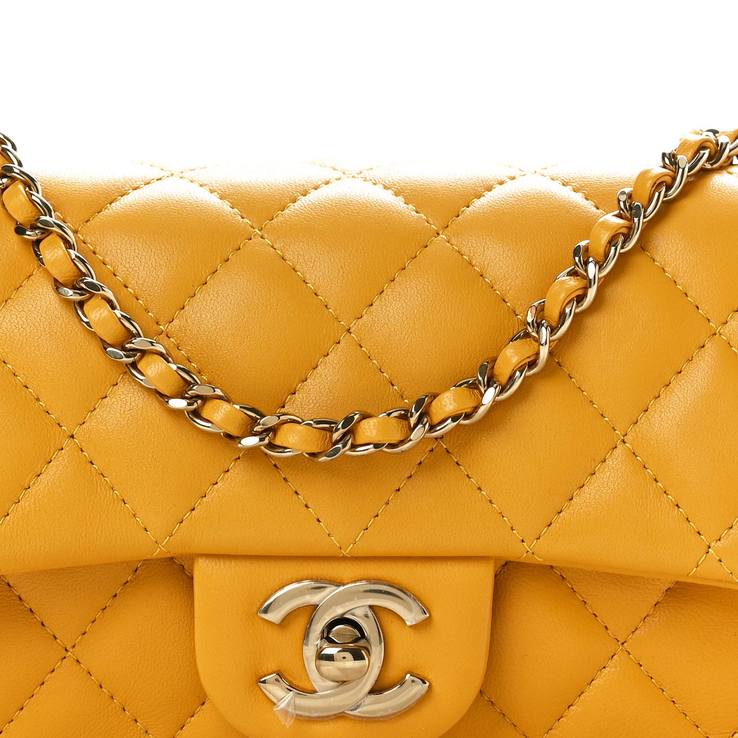 Chanel Lambskin Quilted Extra Mini Flap Bag Yellow 8 of 10