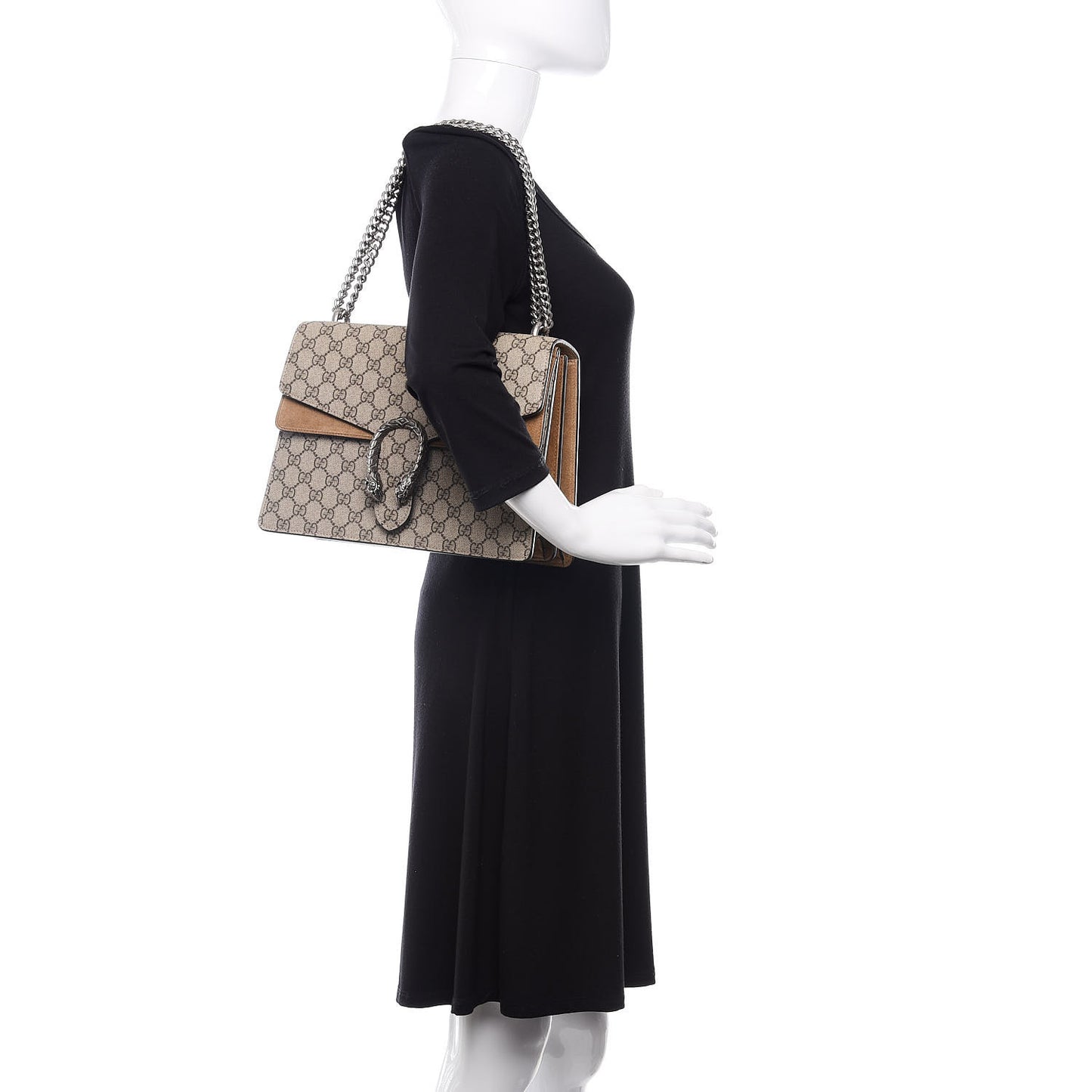 GG Supreme Monogram Medium Dionysus Shoulder Bag Taupe