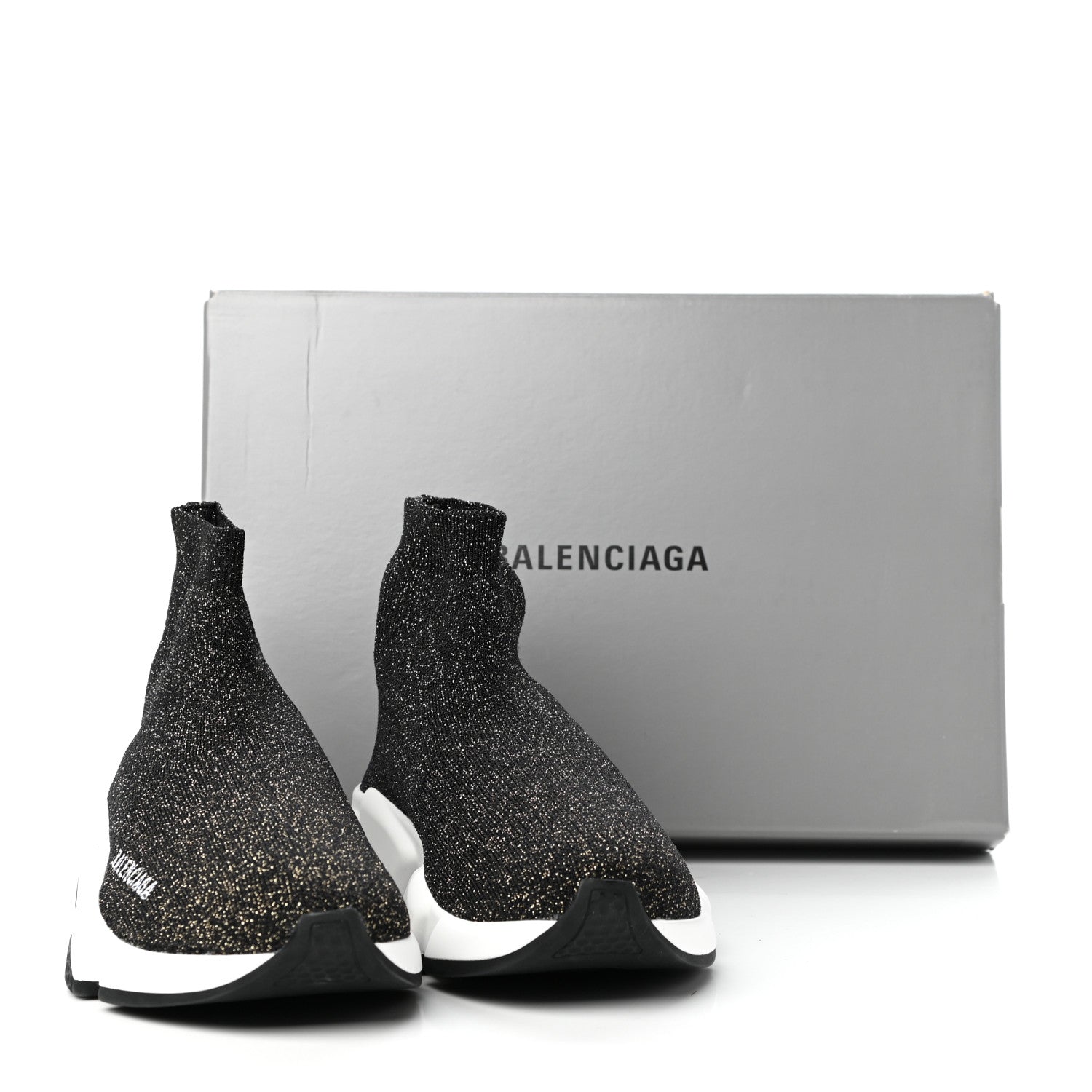 Balenciaga Knit Metal Womens Speed Sneakers 37 Black Gold 10 of 10