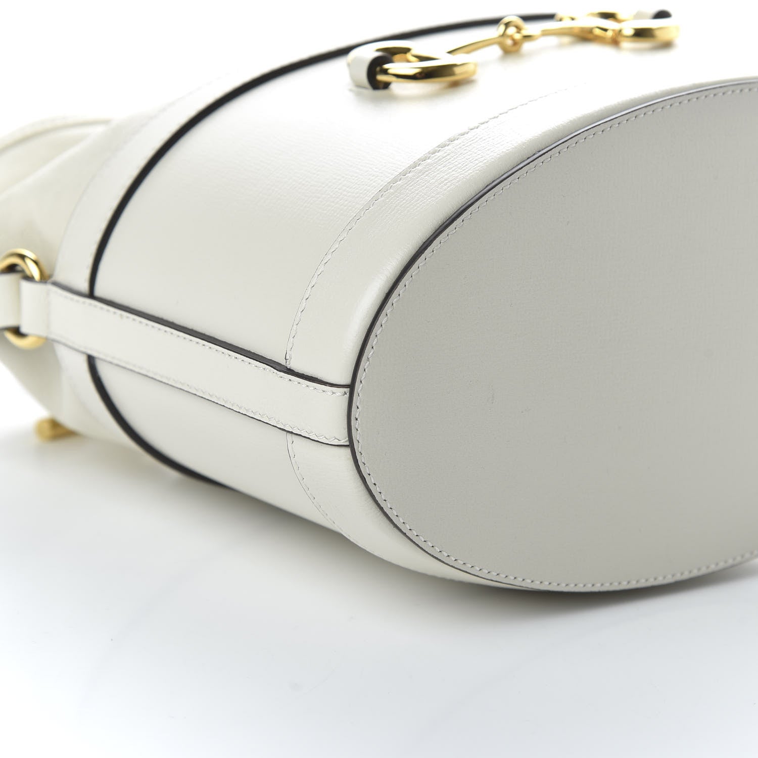 Gucci Azalea Sakai Calfskin Horsebit 1955 Drawstring Bucket Bag Mystic White 6 of 10