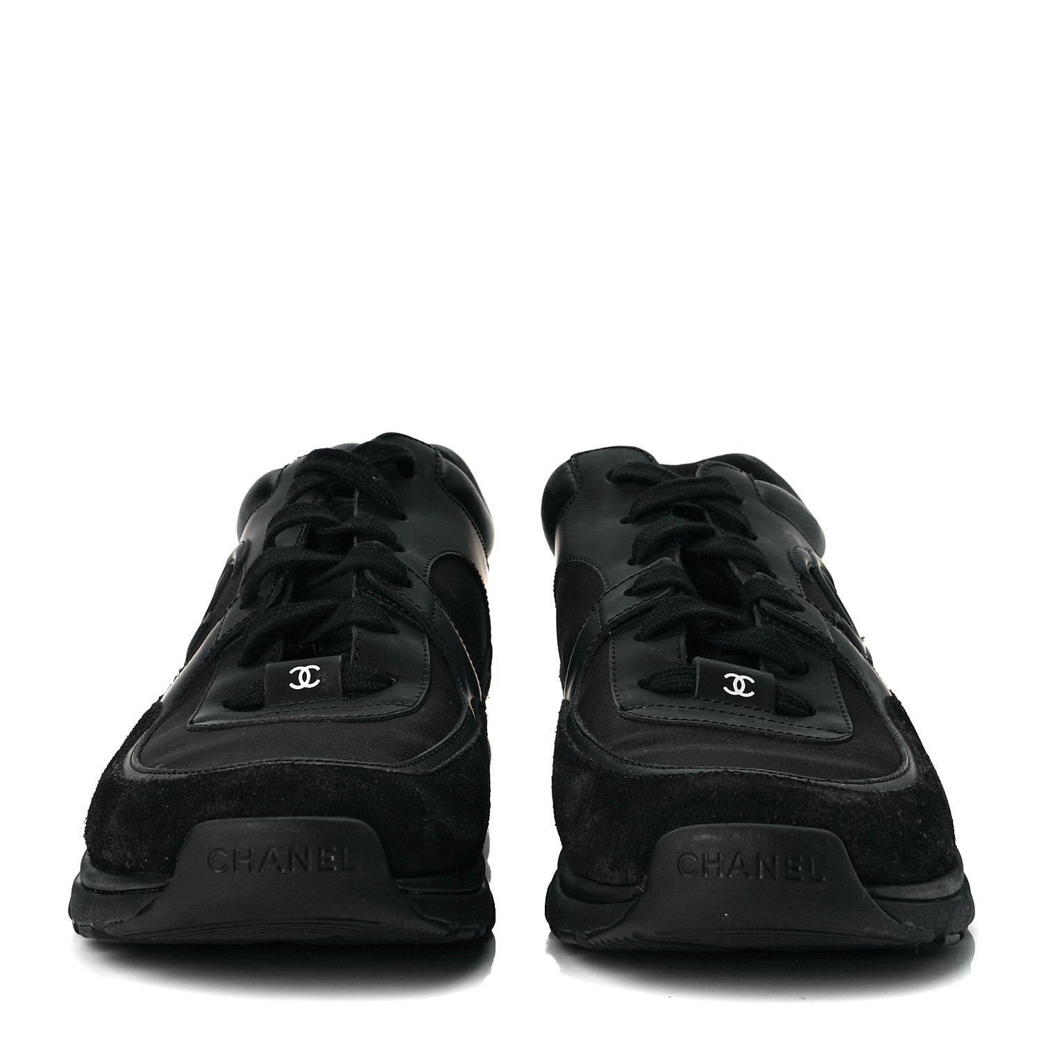 Chanel Toile Suede Calfskin CC Sneakers 40 Black 3 of 9