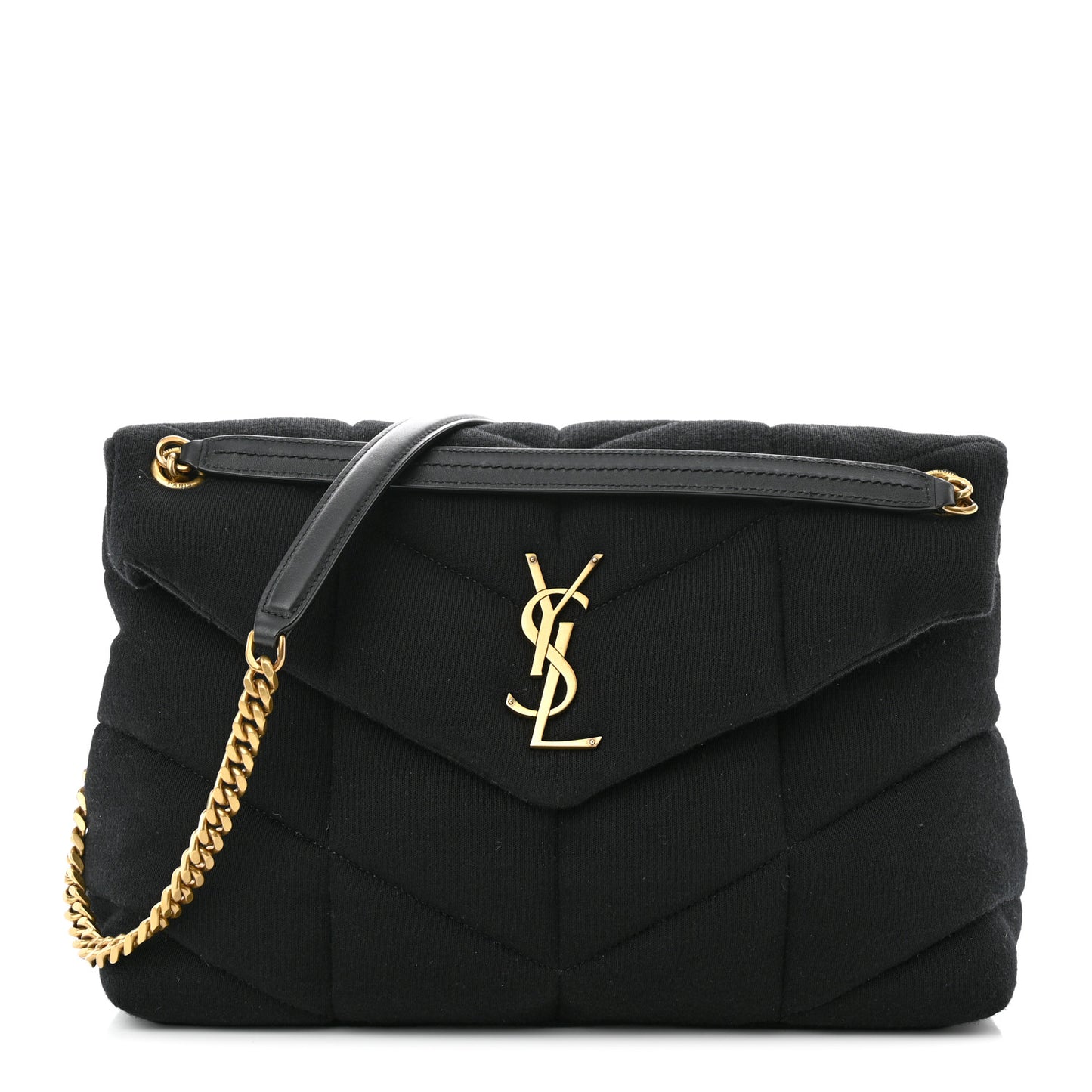 Wool Jersey Quilted Medium Loulou Puffer Monogram Chain Black