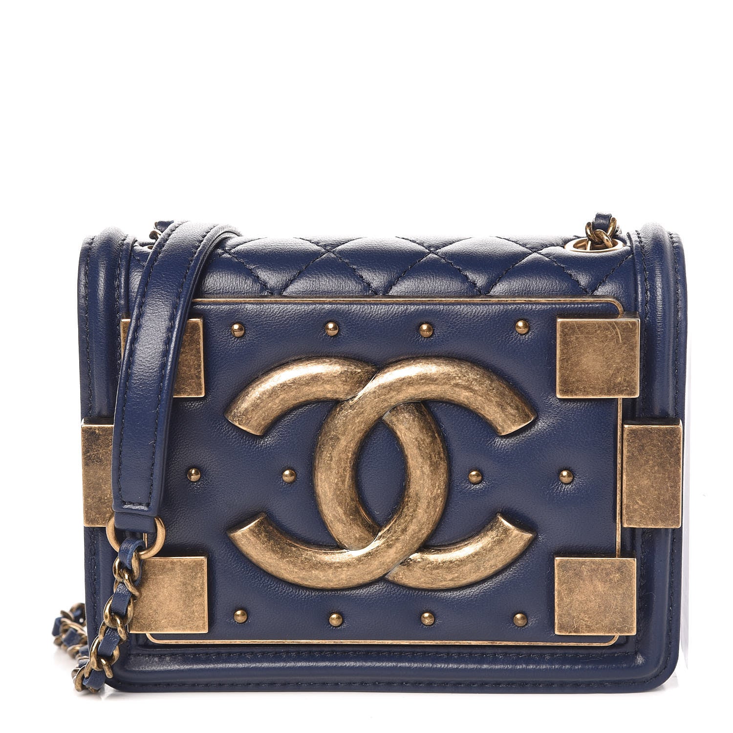 Chanel Lambskin Quilted Studded Boy Brick Flap Blue 1 of 9
