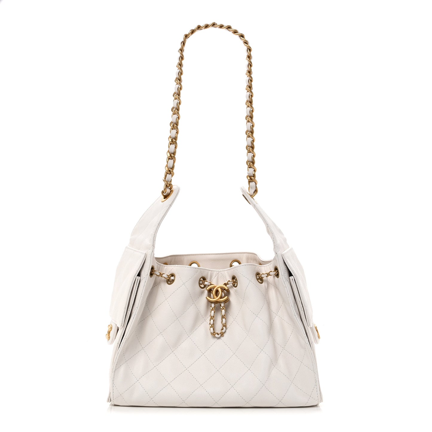 Caviar Quilted Small Chanel 25 Handbag White