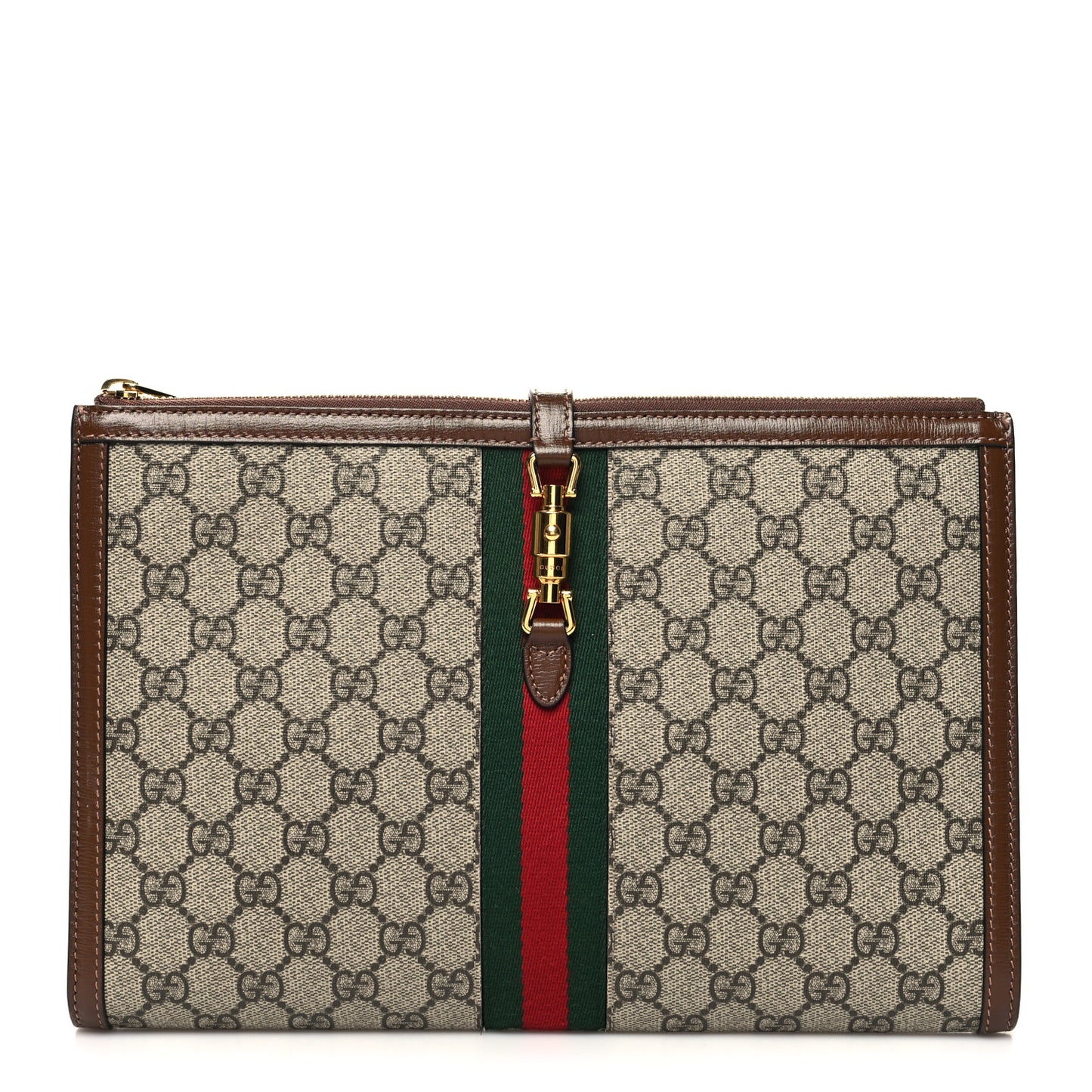 GG Supreme Monogram Large Jackie 1961 Pouch Brown