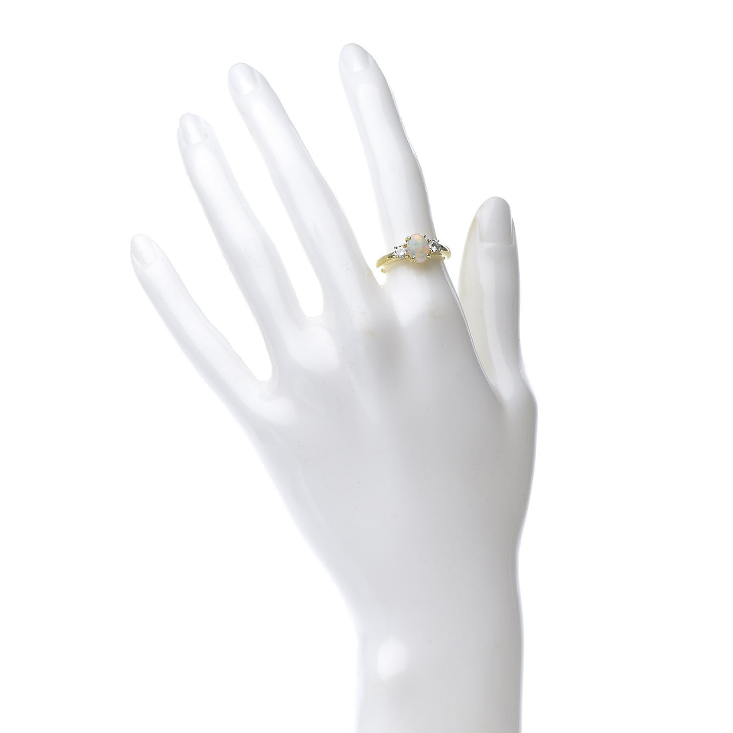 18K Yellow Gold Diamond Opal Cocktail Ring 52 6