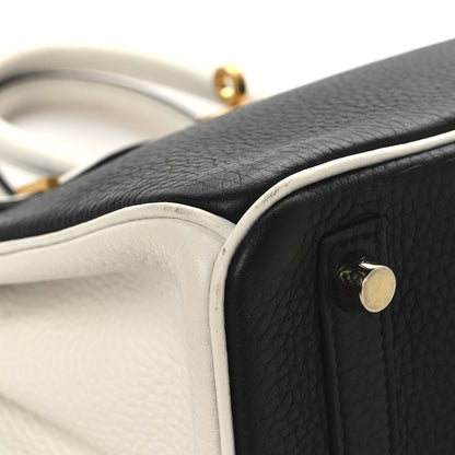 Hermes Togo Horseshoe Birkin 25 Black Craie 9 of 16