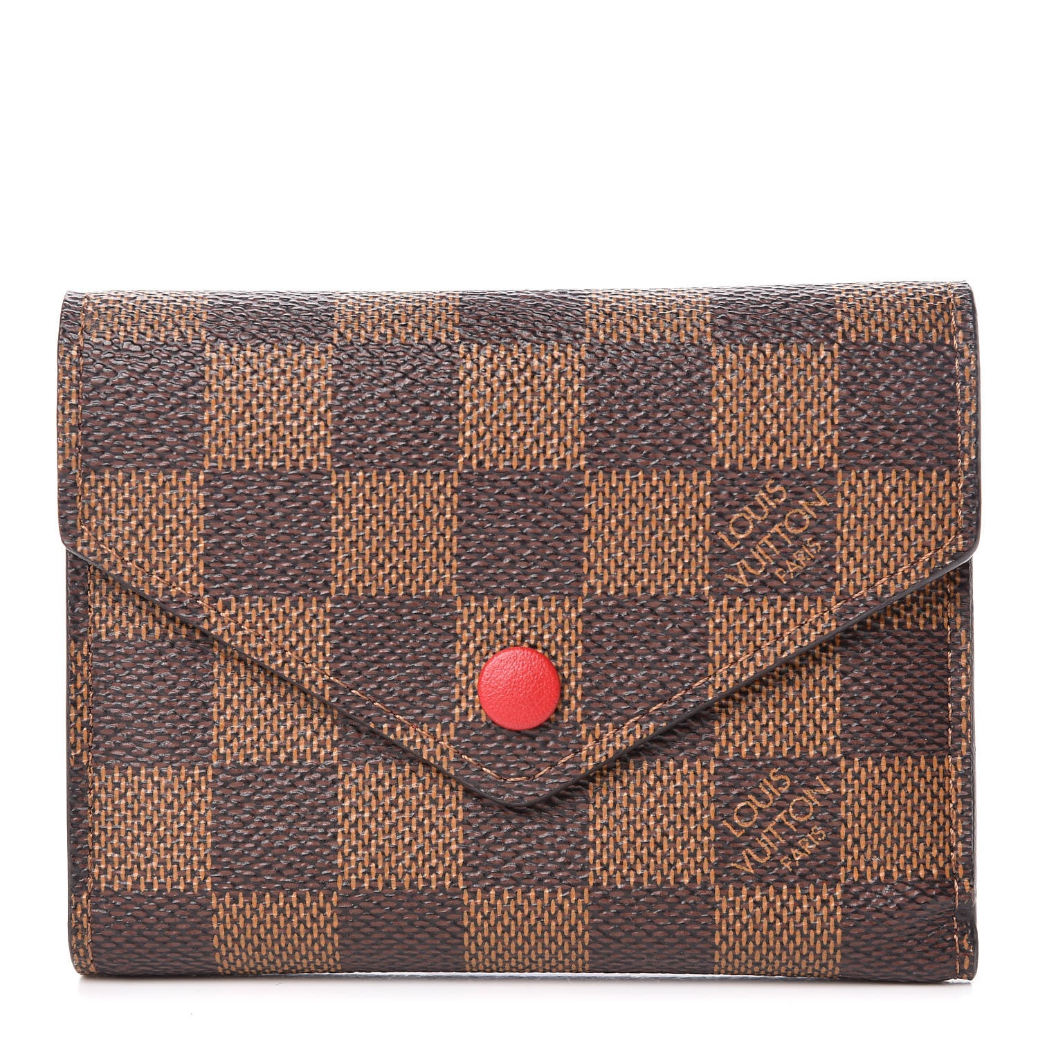 Louis Vuitton Damier Ebene Victorine Wallet Red 1 of 7