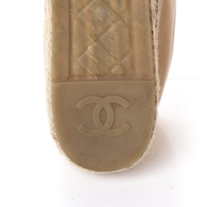 Chanel Lambskin CC Espadrilles 37 Beige Black 10 of 12