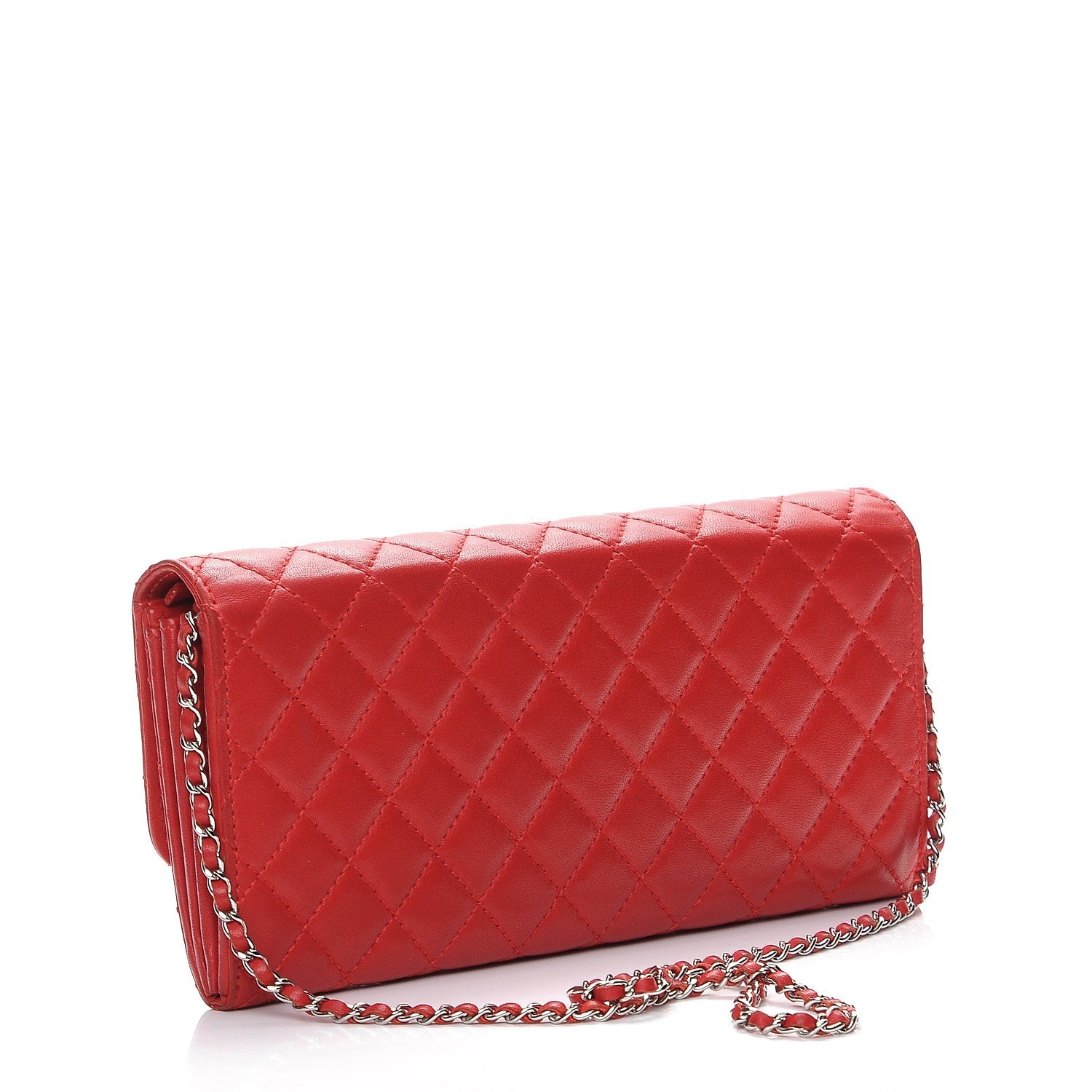 Chanel Lambskin Quilted Chain Clutch Flap Red 3 of 8