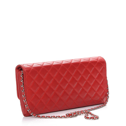 Chanel Lambskin Quilted Chain Clutch Flap Red 3 of 8