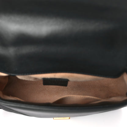 Gucci Calfskin Matelasse Mini GG Marmont Top Handle Shoulder Bag Black 5 of 9