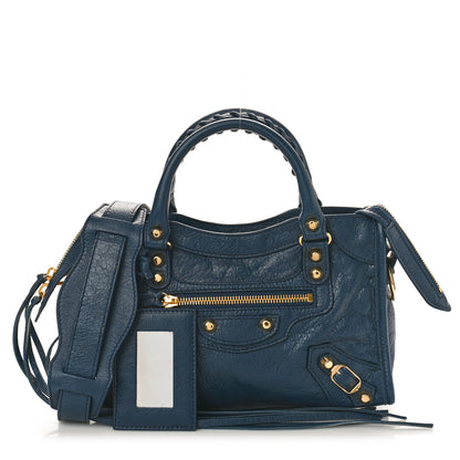 Balenciaga Agneau Classic Gold Hardware Mini City Bleu De Minuit 1 of 10