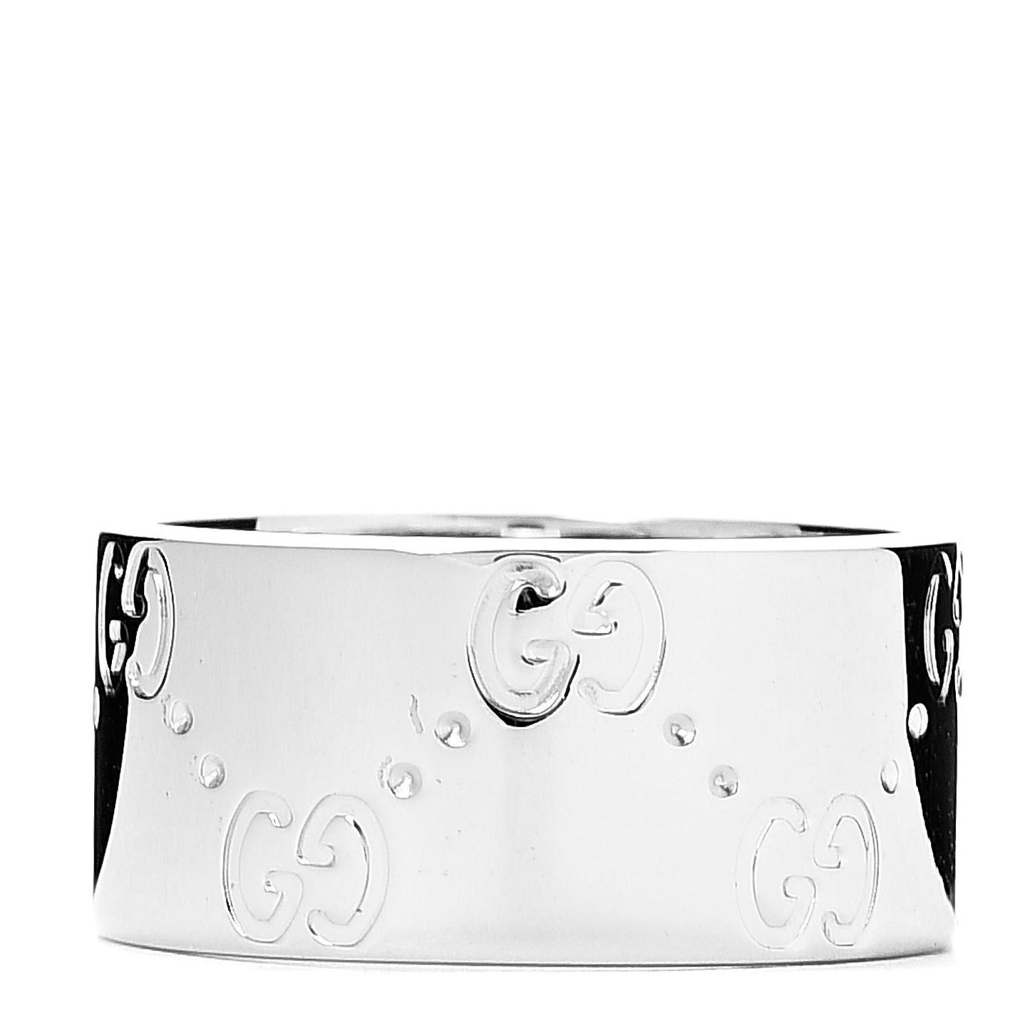 18K White Gold 9mm Icon Band Ring 50 5.5