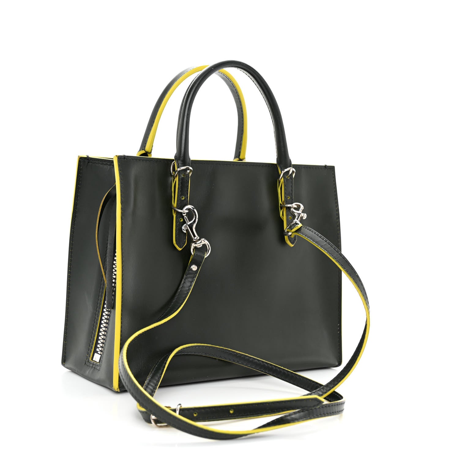 Balenciaga Rubberized Calfskin Papier Mini A4 Zip Around Tote Green Yellow 3 of 10