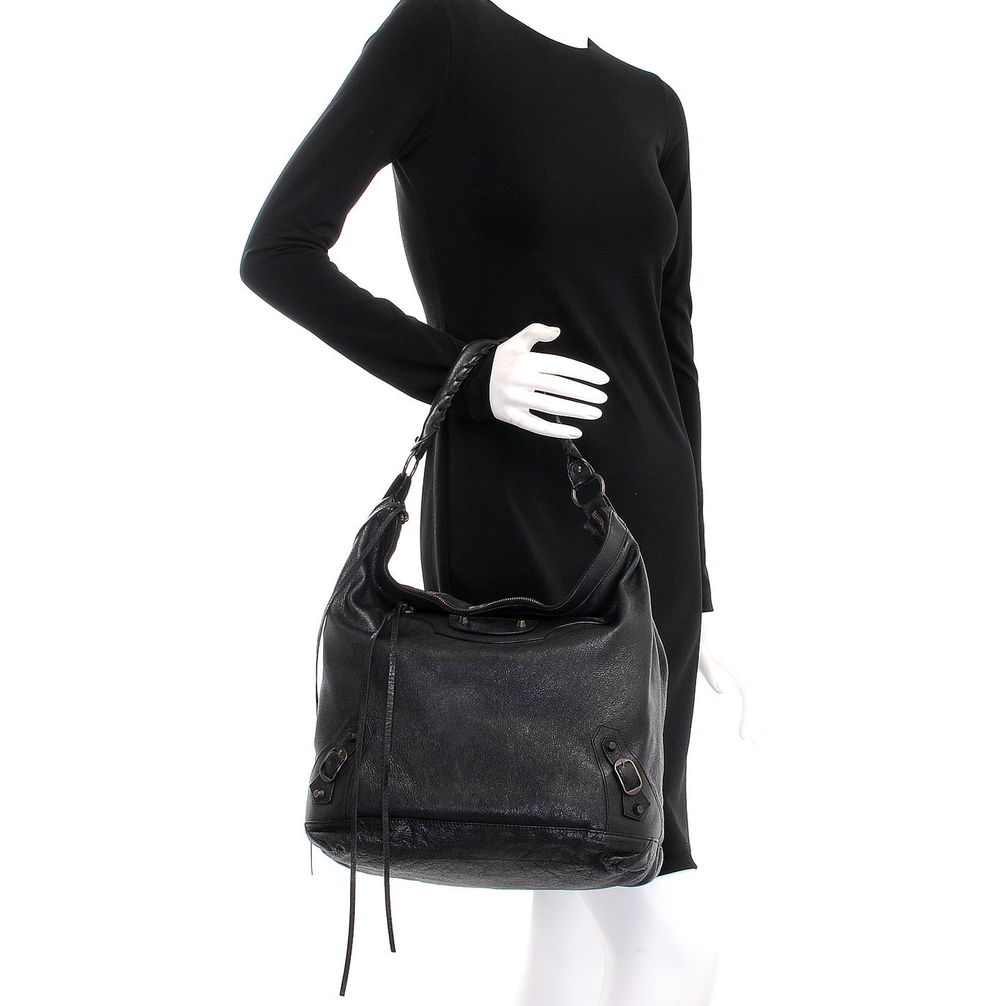 Agneau Classic Hardware Day Hobo Black