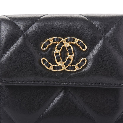 Chanel Lambskin Quilted 19 Small Flap Wallet Black 10 of 11
