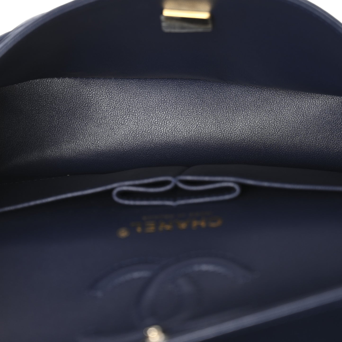 Lambskin Quilted Small Double Flap Dark Blue
