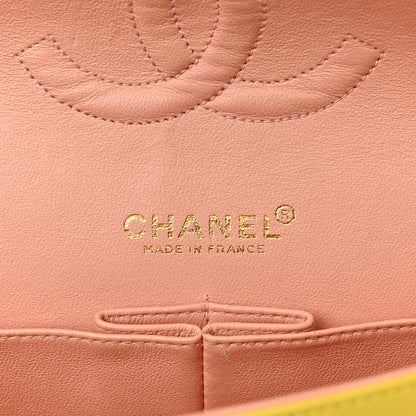 Chanel Lambskin Quilted Medium Double Flap Yellow Pink 6 of 16