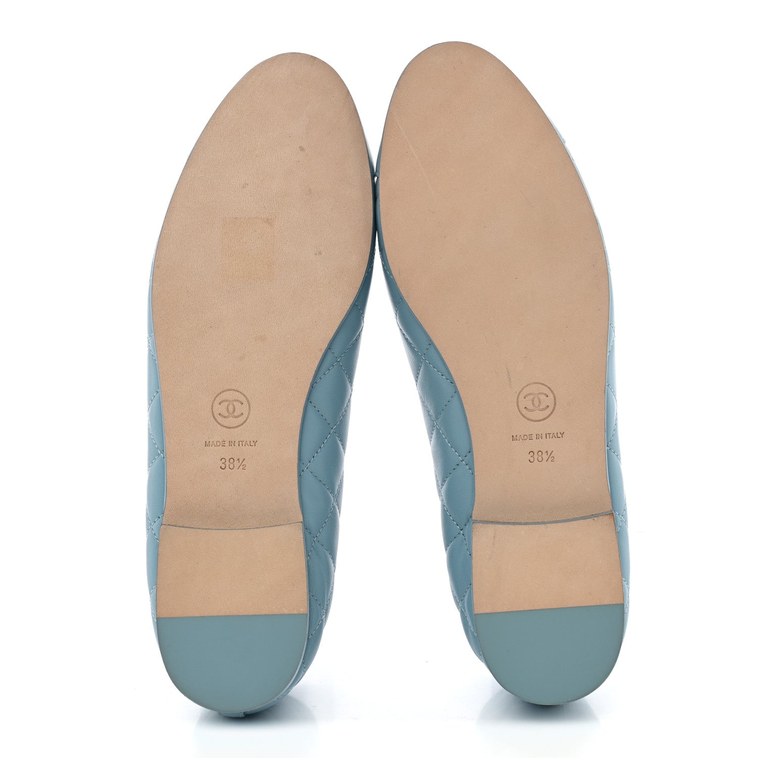 Chanel Lambskin Quilted CC Cap Toe Ballerina Flats 38.5 Blue 6 of 12