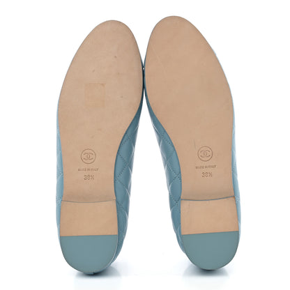 Chanel Lambskin Quilted CC Cap Toe Ballerina Flats 38.5 Blue 6 of 12