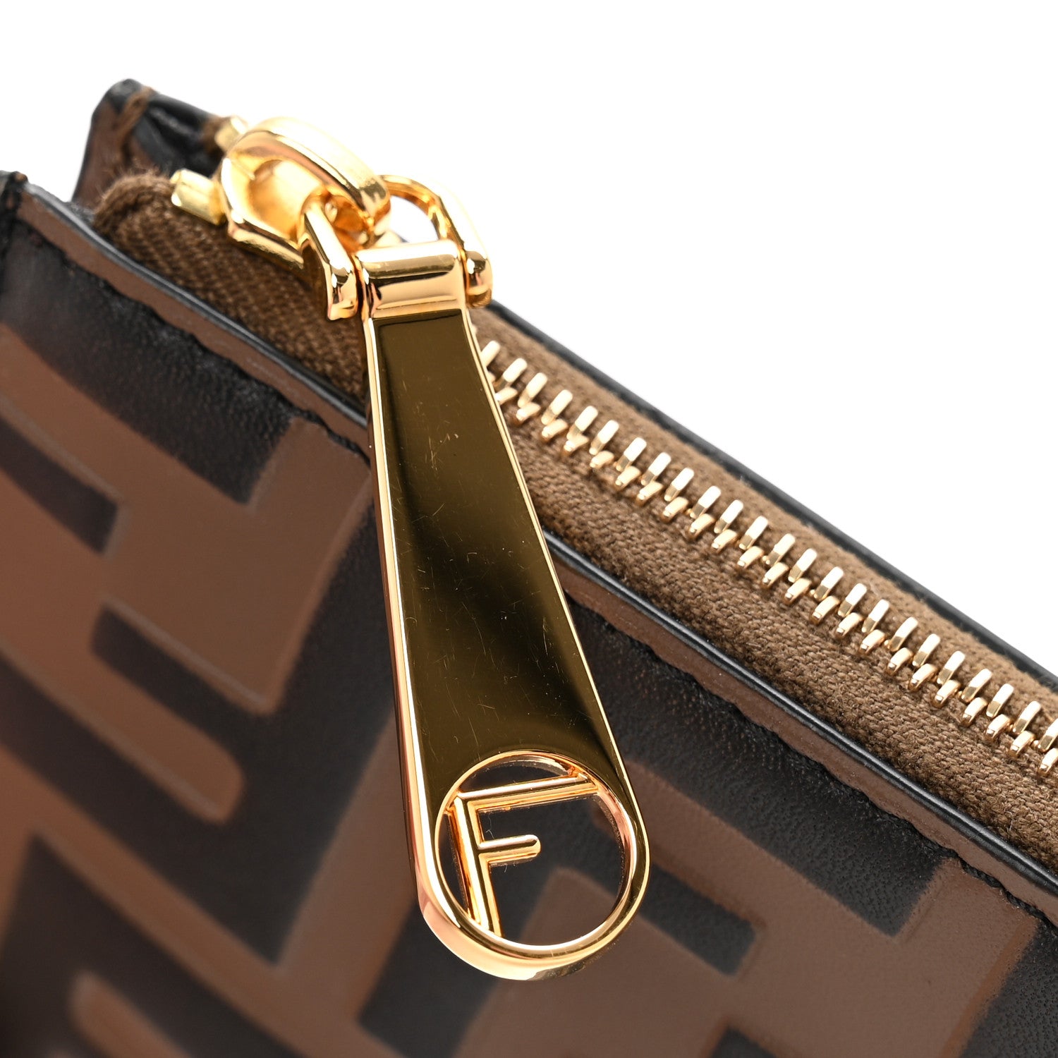 Fendi Vitello Soft F is Fendi Bi-Color FF 1974 Embossed Key Case Pouch Maya Black 8 of 8