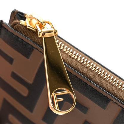 Fendi Vitello Soft F is Fendi Bi-Color FF 1974 Embossed Key Case Pouch Maya Black 8 of 8